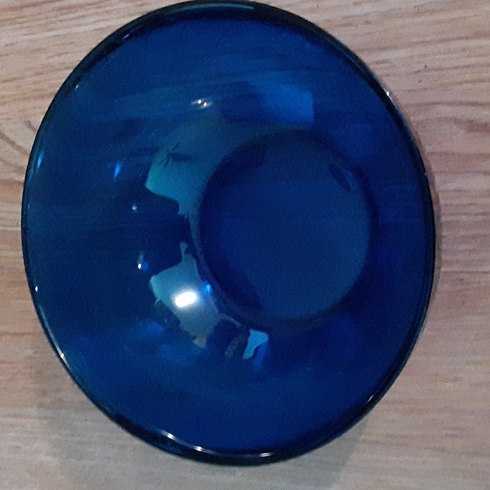 Cobalt Blue Glass Bowl  Diamond Etched
